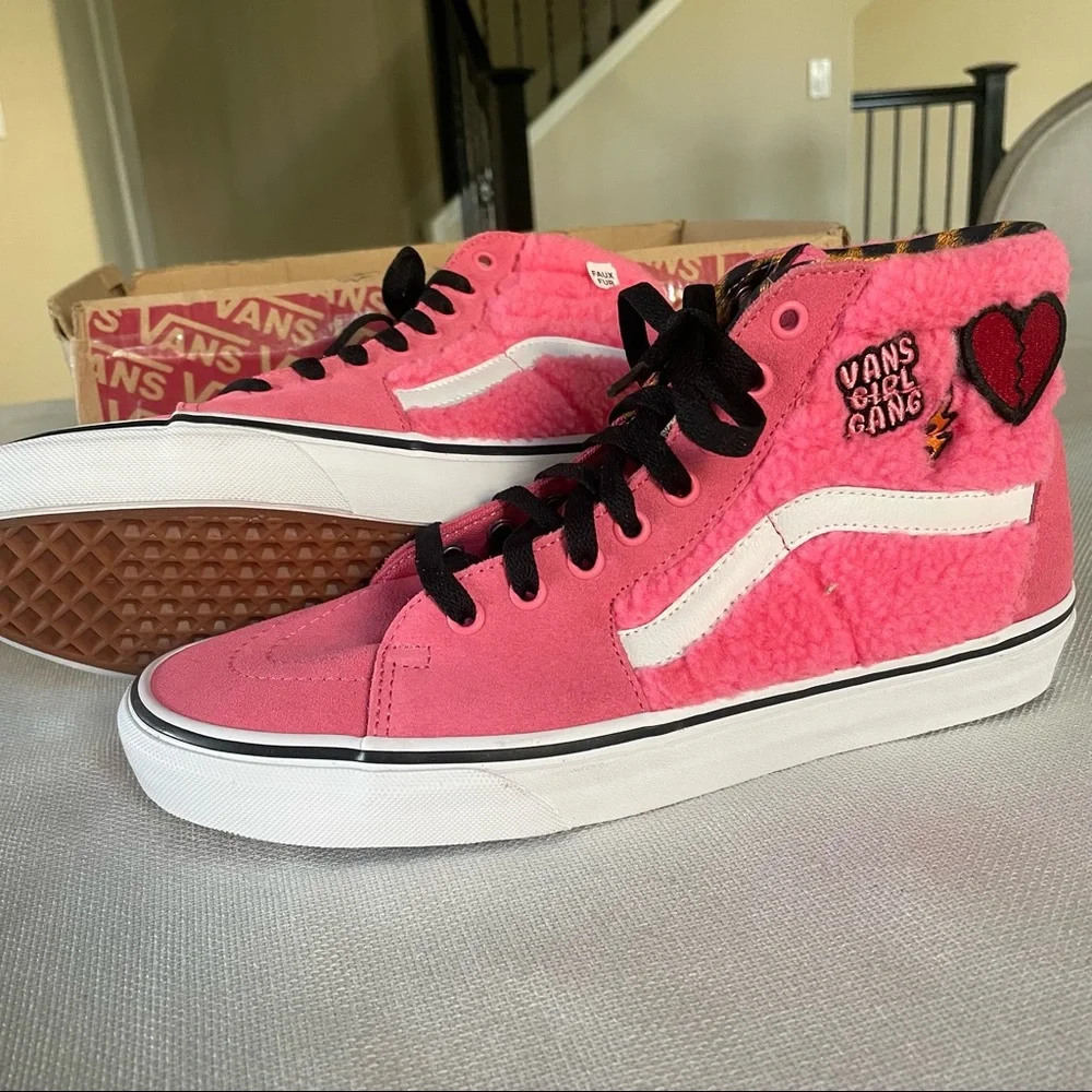 Vans SK8-Hi (Pink Suede And Sherpa) Pink Lemonade Women 10 - Picture 8 of 9